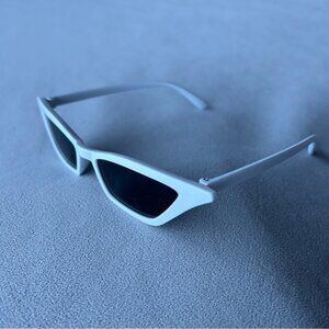 White Square Frame Cat Eye Sunglasses ~ Black Lens